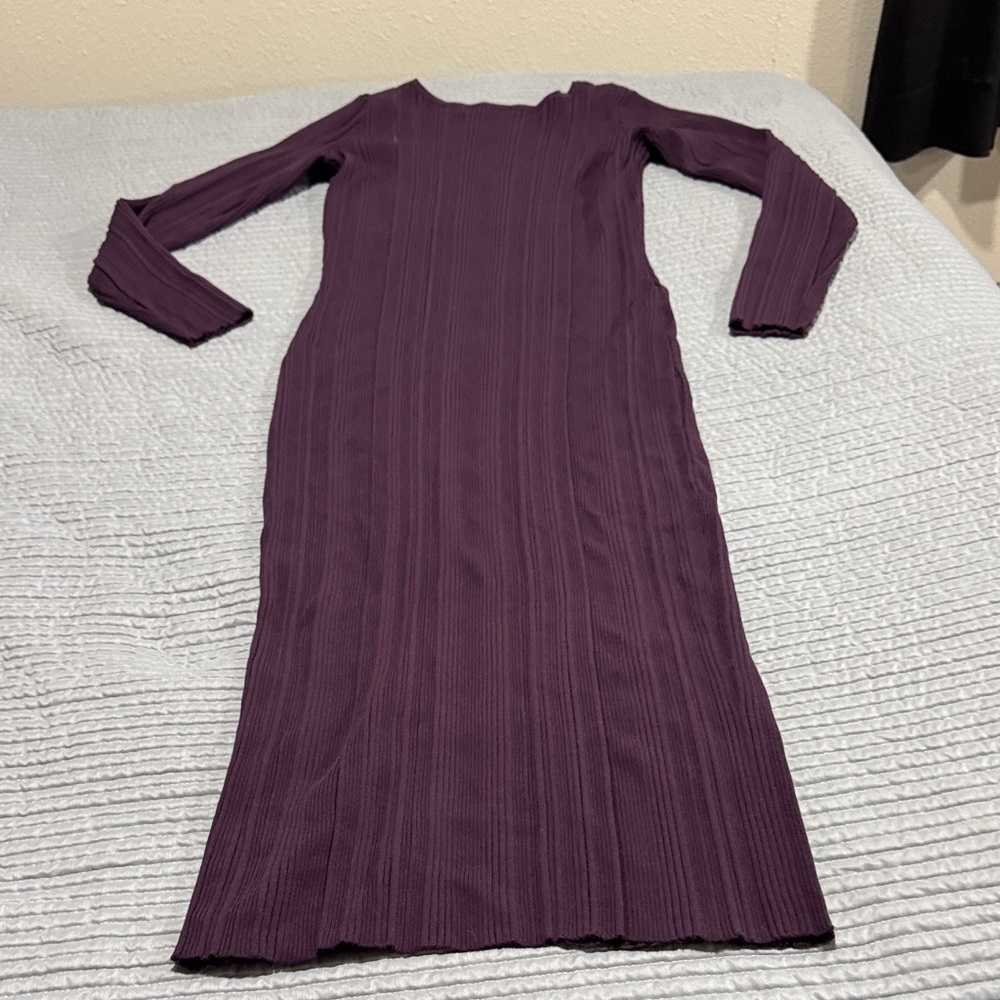 Amour Vert Deep Purple Long Sleeve Dress